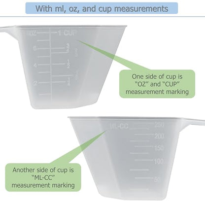 EIKS 6 Pack Measuring Cups with 250ml Capacity for Measuring Rice Bean Dry and Liquid Ingredient Laundry Detergent in Cooking Bakeware DIY Craft Painting Task