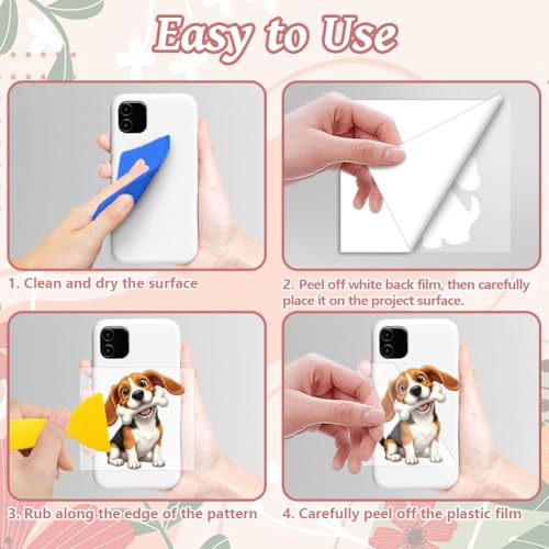 Peacoblue 18 Sheets Rub on Transfers for Crafts, Cute Dog 3.6"x3.9" UV DTF Cup Wraps Waterproof Rub on Cold Transfers Stickers for Wood Glass Metal Cup Tumblers Mirrors Mugs Home Decor - style: Cute Dog