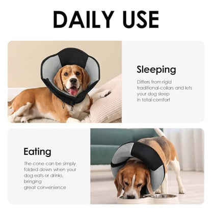 AOFITEE Large Dog Cone Adjustable Dog Cone to Stop Licking, Black XL - color: Black, size: X-Large