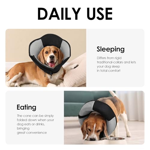 AOFITEE Dog Cone Adjustable Large Cone for Dogs After Surgery, Black L - color: Black, size: Large