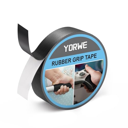 Yorwe Rubber Grip Tape, Ultra-Thin Strong Adhesive Anti-Slip Waterproof Heat Resistant Wear-Resistant Cushion Pad, Making Handles or Contact Surfaces Safer, with Grip and Comfort (Black, 1In x 10Ft) - color: Black, size: 1In x 10Ft