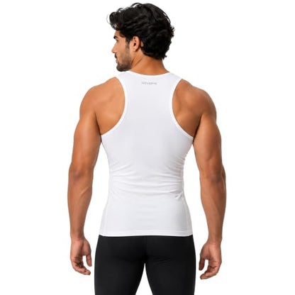 DEVOPS 3 Pack Men's Muscle Dry Fit Compression Tank Top Sleeveless Shirt - color: Black / Black / White, size: Small