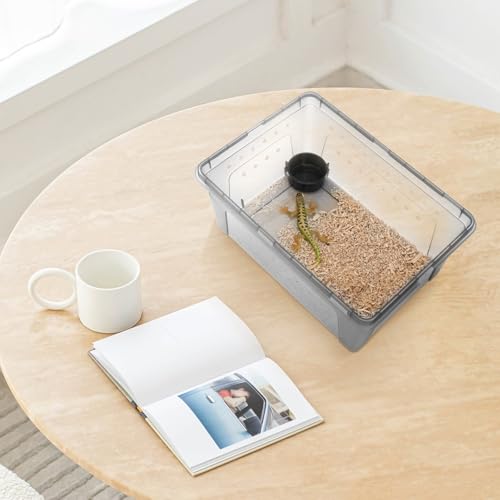 Plastic Reptile Terrarium Box for Small Crawling Pets Easy Assembly and Cleaning Safe Smooth Surface Pet Lizard and Bearded Dragon Enclosure Black Kit