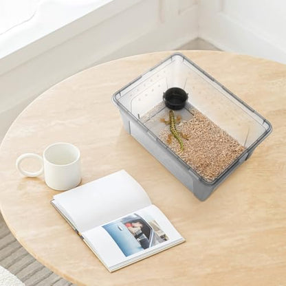 Plastic Reptile Terrarium Box for Small Crawling Pets Easy Assembly and Cleaning Safe Smooth Surface Pet Lizard and Bearded Dragon Enclosure Black Kit