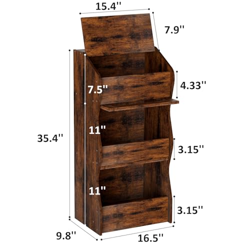 Potato and Onion Storage Bin with Lid, Root Vegetable Storage Rustic Bread Box for Kitchen Pantry, Wooden Bread Cabinet Fruit Storage Rack,Brown