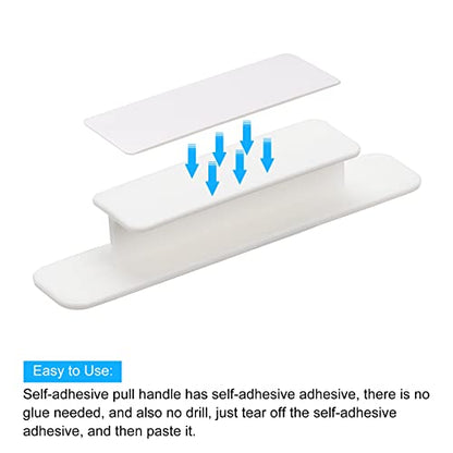 uxcell 4Pcs Self-Stick Handles, White Plastic Self-Adhesive Instant Drawer Handles Pulls for Bathroom, Closet, Wardrobe, Dresser, Window (110mm/4.33" Length)