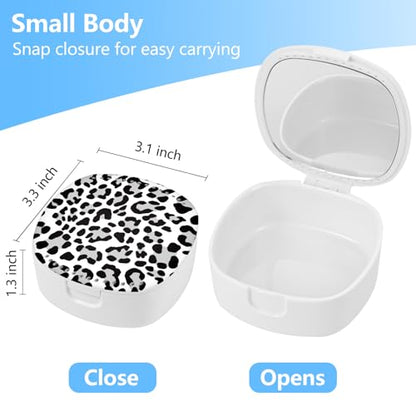 Retainer/Mouth Guard/Denture/Night Guard Case with Mirror & Ventilation Holes - Leopard Print - color: Leopard Print