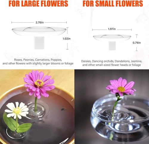 10PCS Floating Floral Arrangement Holder, Innovative Floating Flower Display Stand, Clear Acrylic Floating Flower Bowl Stem Holder for Fish Tanks Table Hom Decor,(5PCS Small and 5 PCS Large)