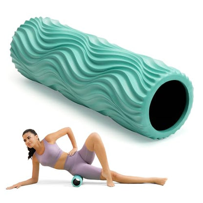 SUBCULTUREPICK 15" Foam Roller - Medium Density Deep Tissue Muscle Massage | Foam Rollers for Exercise, Muscle Massage and Myofascial Wave Textured Release, Back Roller for Pain Relief & Stretching - color: Turquoise