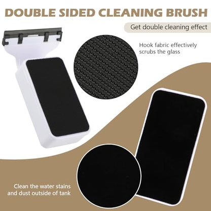 Aquarium Strong Magnetic Glass Cleaner Brush, Fish Tank Glass Scrubber Algae Scraper Comfortable Grip Handle with 2 Detachable Scrapers Mag Float Scrubber for 0.2 Inch Tanks(S)