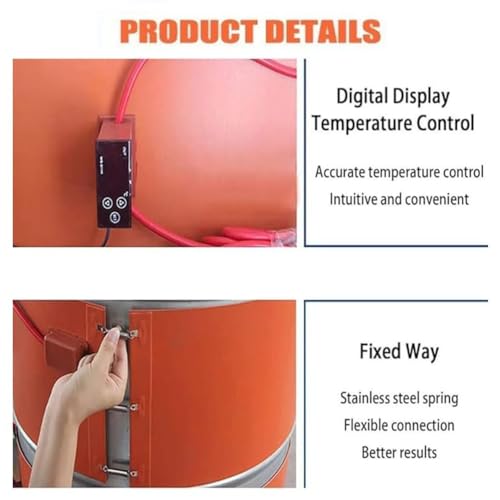55N Metal Drum Heater with Digital Display, Elastic Heating Pad for Honey Oil Barrel & Tank Instruments, Efficient Heat Solution for Industrial Use - size: 200L 1740*250 3000W