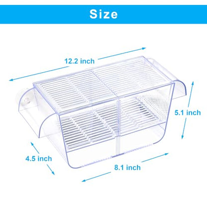 Fish Breeding Box Aquarium Holding Tank Transparent Fish Isolation Box Acclimation Hatchery Incubator Breeder for Betta Shrimp Clownfish Guppy(Size L)