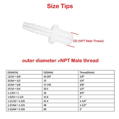 5/32" Barb X 1/8 NPT Male Plastic Hose Barb Fitting Thread Adapter Connector Pipe Fittings for Fuel Gas Liquid Air (Pack of 5) - size: 5/32" Barb X 1/8 NPT Male Thread