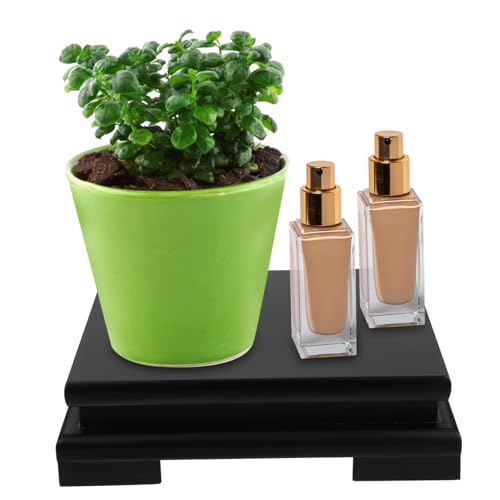 Healifty Solid Wood Square Display Stand Base Height Smooth Surface Flowerpot Holder Pedestal for Teaset Buddha Vase Aquarium and Home Ornament Showcase