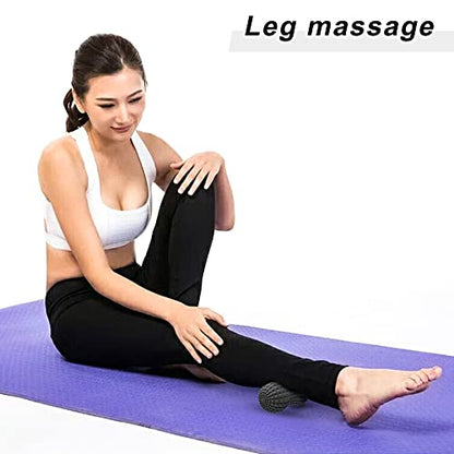 SELEWARE Peanut Massage Ball, Double Lacrosse Roller for Muscle Relief - color: Black