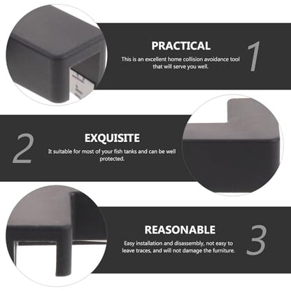 6pcs Silicone Fish Tank Corner Guards, Impact-Resistant Edge Protectors for Aquarium and Pet Carrier, Medium Black Soft Bumpers for Pet Safety