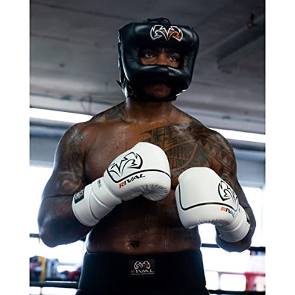 RIVAL Boxing RHGFS3 Face-Saver Sparring Headgear - Wide Eye Opening, Premium Leather, and Thermoplastic Inner Frame - color: Silver, size: Small-Medium