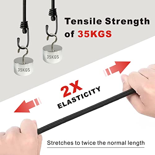 BEXSLE Bungee Cords with Hooks, Heavy Duty Outdoor Elastic Bungee Straps，No Odour Industrial Grade Bungee Rope for Securing Tarps, Luggage,Tents, Bikes or Garden Tidying 24in6pcs + 48in2pcs (Black) - size: 24 inches x 6 pcs + 48 inches x 2 pcs