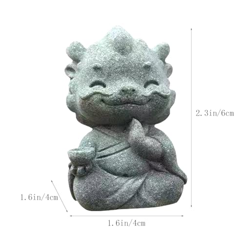 Aquarium Dragon Statue Meditation Dragon Figurines Zen Yoga Collectible Sculpture for Fish Tank Flower Pot Aquarium Decor (A)