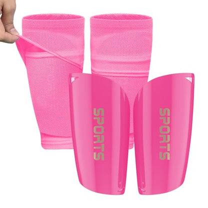 Toddler Kids Youth Soccer Shin Guards with Sleeves for Ages 3-15 - color: Pink, size: L ( 4'6" - 5'6" Tall )