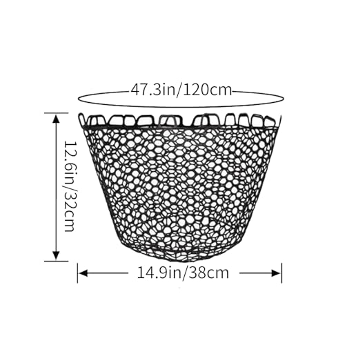 OUKENS Fishing Net, 14.9in x 12.6in Black Rubber Replacement Fish Nets, Deepened Soft Flexible Foldable Fishing Landing Mesh Without Handle for Angler Freshwater Saltwater