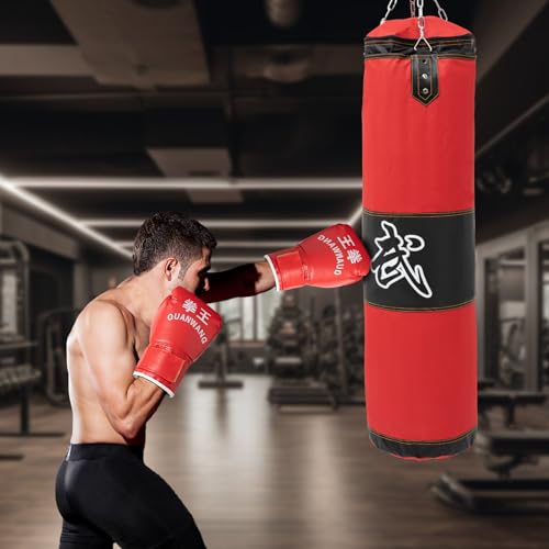 Punching Bag for Adults, PU Heavy Boxing Bag Set, Unfilled Heavy Punching Bag