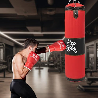 Punching Bag for Adults, PU Heavy Boxing Bag Set, Unfilled Heavy Punching Bag