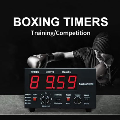 Professional Boxing Interval Timer with LED Display, Adjustable Buzzer, 1-12 Rounds, Ideal for Muay Thai, MMA, Kickboxing, Gym Equipment, Classic Red Design - size: Red