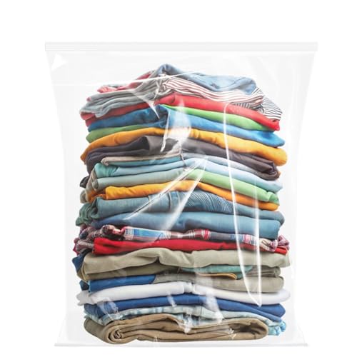 Extra Large Plastic Bags With Zipper Top, 24x32in,3-Mil Thick,5 Pack,Storage Bags for Clothes,Travel, Moving, Reusable,Heavy-Duty,BPA-Free, Clear Plastic - size: 24x32in