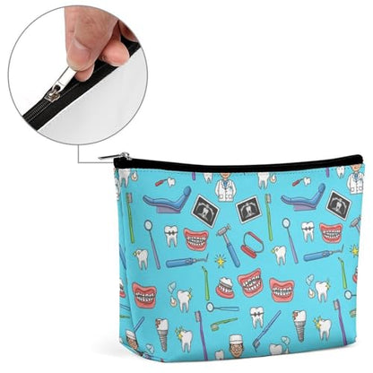 Supdreamc Fashion Makeup Cosmetic Case Clutch Bag, Teeth Dental Blue Cosmetic Train Case Organizer Large Capacity Carry On Bag, Luggage Pouch, Makeup Pouch for Women GirlGirls - color: Pattern 433