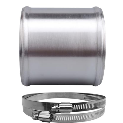 AC PERFORMANCE 4" (102mm) OD Aluminum Alloy Hose Joiner Silicone Pipe Connector Bead, 4" Length with 304 SS Clamps - size: 4" (102mm)