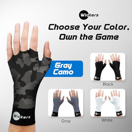 Wickers Thin Fingerless Gloves Men & Women - Lightweight Inner Boxing Gloves, Breathable Inner Glove Liners for Exercise, Gym Glove - Pair - color: Gray Camo, size: Large