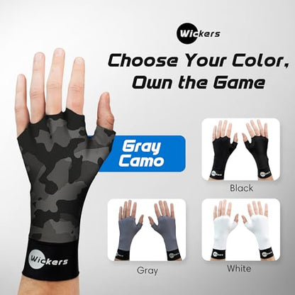 Wickers Thin Fingerless Gloves Men & Women - Lightweight Inner Boxing Gloves, Breathable Inner Glove Liners for Exercise, Gym Glove - Pair - color: Gray Camo, size: Large