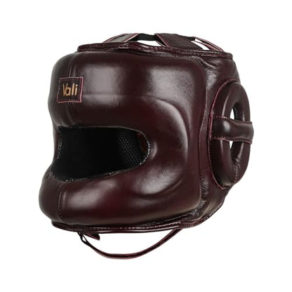 Vali Lancer Leather Face Saver Headgear for Training - color: Red, size: Large-X-Large