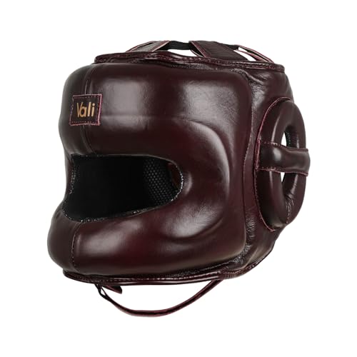 Vali Lancer Leather Face Saver Headgear for Training - color: Red, size: Large-X-Large