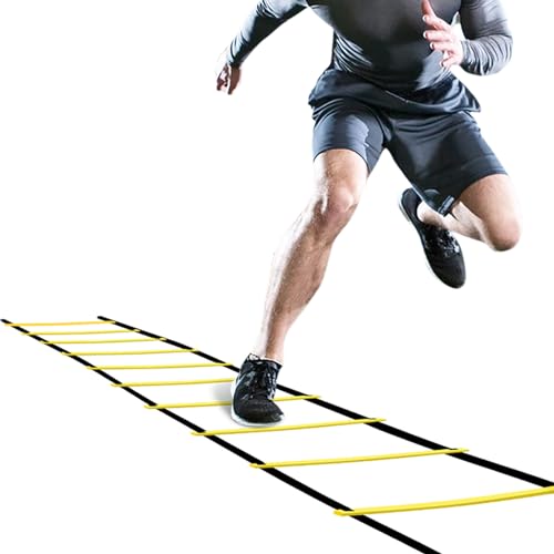 GHB Pro Agility Ladder Agility Training Ladder Speed 12 Rung 20ft with Carrying Bag - color: Yellow