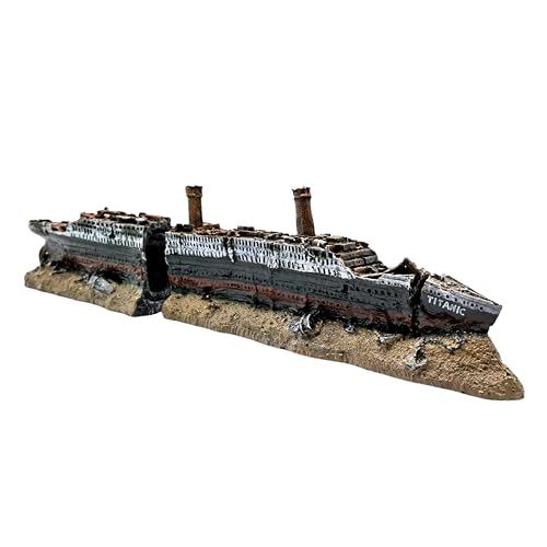 M2cbridge Antique Roman Column Ruins European Castle Aquarium Decorations Fish Tank Hideout Rocks(Titanic Shipwreck)