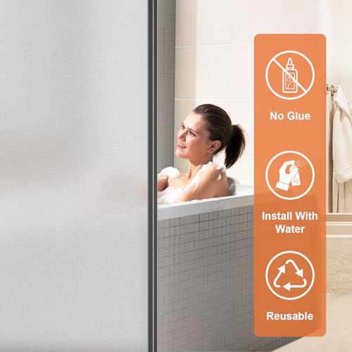 Frosted Window Privacy Film Glass Window Film Sun Blocking, Static Clings Removable Frosting Bathroom Door Window Covering, White,11.8 Inch x 78.7 Inch - color: Frosting White, size: 11.8 Inch x 78.7 Inch