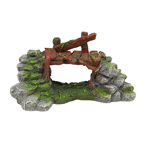 Fish Tank Arch Bridge Decoration Resin Hand Painted Space Saving Aquarium Decor for Fresh Salt Water Fish Tank 18x10x9cm