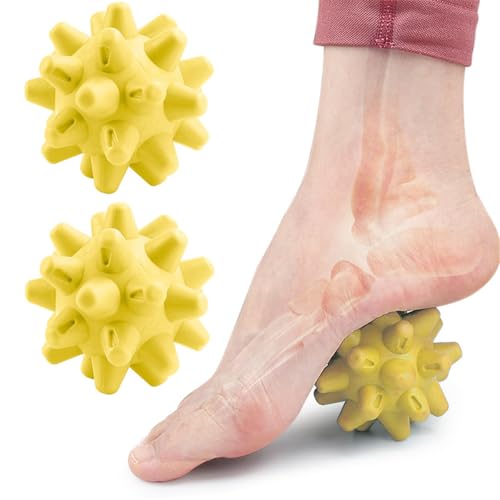 Spiky Massage Balls, Deep Tissue Massager for Myofascial Release, Yellow - color: Yellow