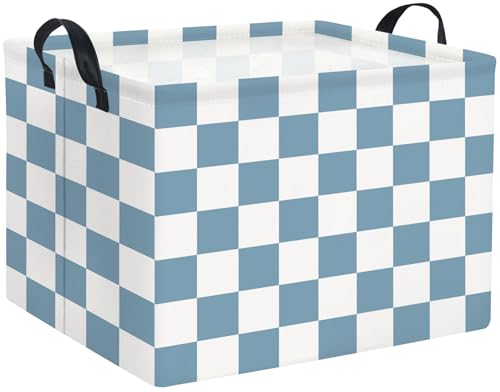 Rectangular Kids Basket Baby Girl Basket Fabric Storage Bin Organizer Box Room Decor(Blue Checkered) - color: Blue Checkered