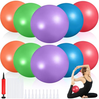 Aoriher 10 Pcs Small Pilates Ball Bulk 9 Inch Mini Yoga Ball - color: Rainbow Color