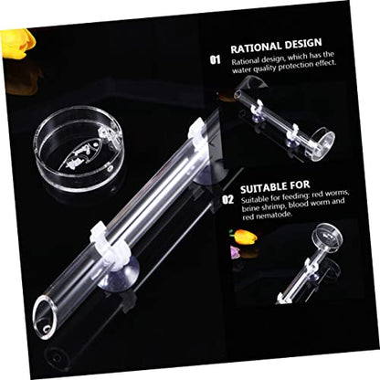 BESPORTBLE Transparent Acrylic Shrimp Feeding Tube with Feeding Basin for Brine Shrimp Blood Worms and Worms Convenient Aquarium Tool
