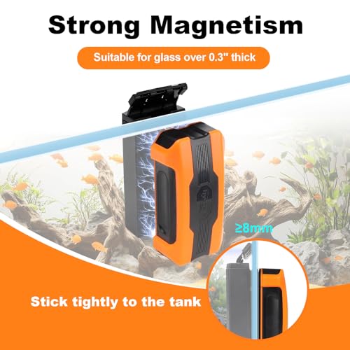 hygger Aquarium Magnetic Brush, Fish Tank Glass Algae Scrubber with Detachable Stainless Steel and Plastic Scraper, Magnetic Fish Tank Cleaner for Glass/Acrylic Fish Tank - size: L for tank thickness ≥ 0.3“