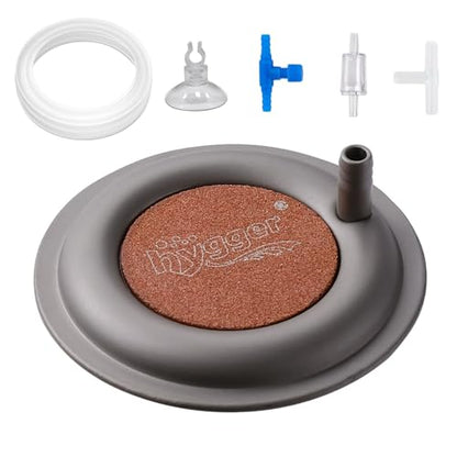 hygger Aquarium Air Stone, 2.6 Inch Nano Air Stone Makes Super Tiny Bubbles, Ultra Quiet Dissolved Oxygen Diffuser Small Airstone with Stainless Steel Base for Aquarium, Fish Tank & Hydroponic, Round