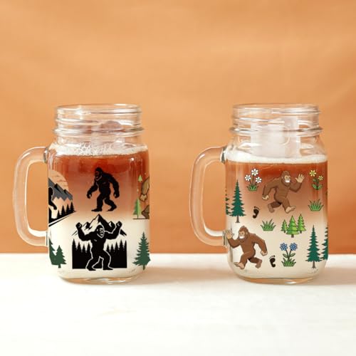 UV DTF Cup Wraps Transfer Stickers Bigfoot in Forest Pattern, 10 Sheets Waterproof Custom Vinyl Transfer Sticker 16oz Coffee Glass Cup Tumbler Bottle Mug Decals for Men Women - style: Bigfoot in Forest