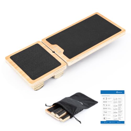 StrongTek Ankle Mobility Board, Wooden Single-Leg Balance Trainer, Non-Slip | Foot and Ankle Strength, Mobility and Control, Carry Bag and Exercise Guide Included, Compact for Home, Gym and Travel