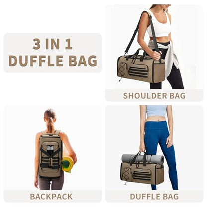 BOSSTIN Gym Bag for Men & Women, 45L-50L Expandable Sports Duffle Bag - color: Khaki Checkered