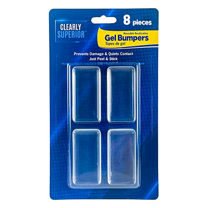 Multi-Use Bumper Guards - Med 8 Pack Rectangle 2" x 1" x .2" - Protects & Quiets Contact from Furniture, Doors, Dressers, & Appliances - Reusable & Easy to Apply Polymer Gel Bumper