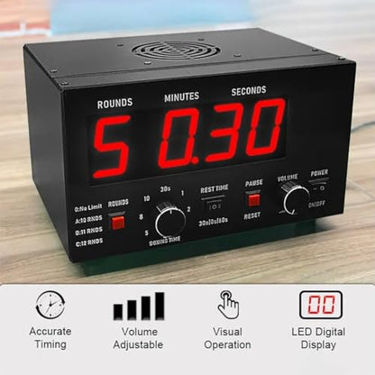 Boxing Timer, Professional Gym Interval Timer with LED Display, Portable Design, Adjustable Sound & Stopwatch, Selectable Training Time & Cycle Repetitions - color: Green